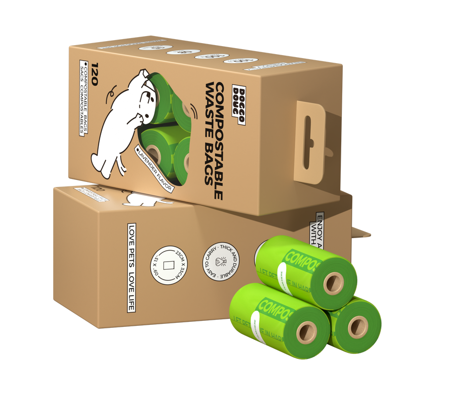 Docco Doug 100% Home Compostable Leak-Proof Odor Control Pet Waste Bags for Dogs
