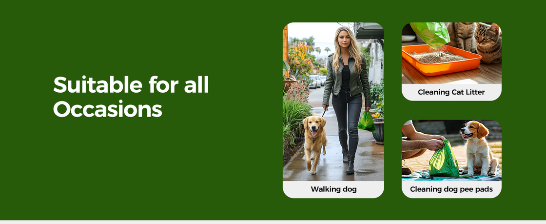 Eco-friendly biodegradable pet poop bags with customizable sizes for hygienic waste handling